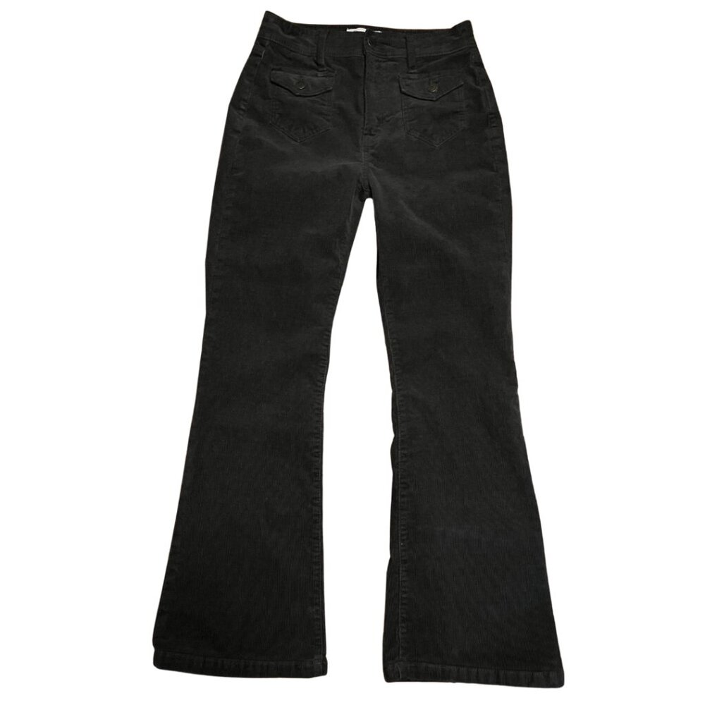 GAP WOMENS BLACK 70'S FLARE HIGH RISE CORDUROY PANTS SIZE 4 27"